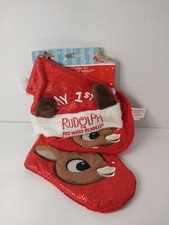 DanDee Rudolph The Red-Nosed Reindeer My 1st Christmas Stocking Bib  Hat NEW