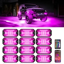 RGBW LED Rock Lights - 8/12/16 Pods, App Remote Control Underglow Car Lights Kit