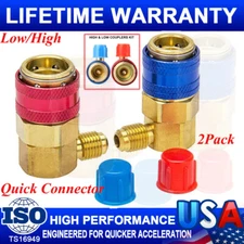 2 Quick Connector Adapter Conversion Coupler Auto A/C Manifold Gauge Low/High AC