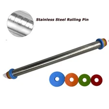 TECHTONGDA 17" Rolling Pin Adjustable Dough Roller with 4 Thickness controllers