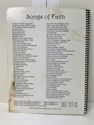 Songs of Faith Melody Edition Book Keyboard Piano Organ Sheet Music Guitar Lyric - Picture 2 of 12