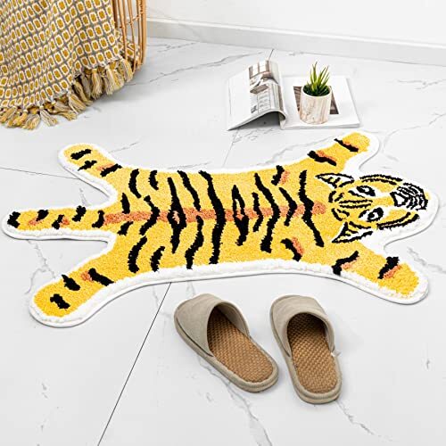 ZSCYDyingda1992 Tiger Shaped Bath Mat for Bathroom Cute Animals Black