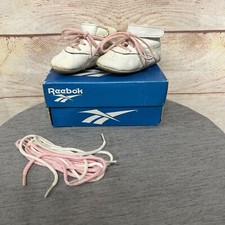 Reebok Crib Shoe size 2 White Light Pink Infant Sneakers Made in Thailand W/Box
