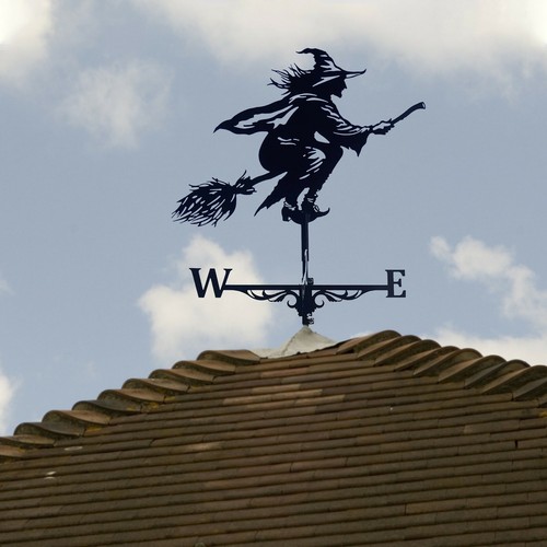 Witch Weathervane Roof Mount Weather Vane Outdoor Scene Ornament 30'' Tall - Picture 6 of 7