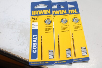 3 Packs IRWIN Split Point Drill Bit Cobalt For Hardened Steel 5/64 Inch 3016005