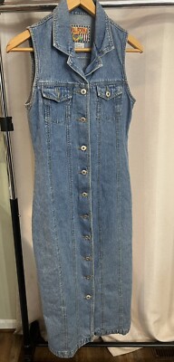 Kalifornia Speed Control Denim Dress Jean Full Button Up VTG Vintage Size 5