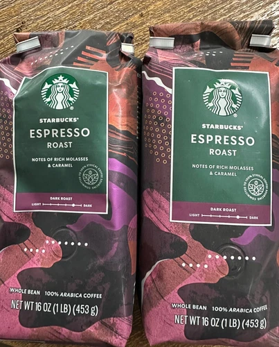 Starbucks Ground Bean Coffee, Espresso, Dark Roast, 16 Ounce Bags, 2/Pack 11/25