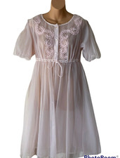 Vintage Gotham Lingerie Double Chiffon Pink Peignoir Robe Size M
