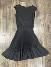 Bcbgmaxazria pleated long dress sheer black Made In USA Size 6