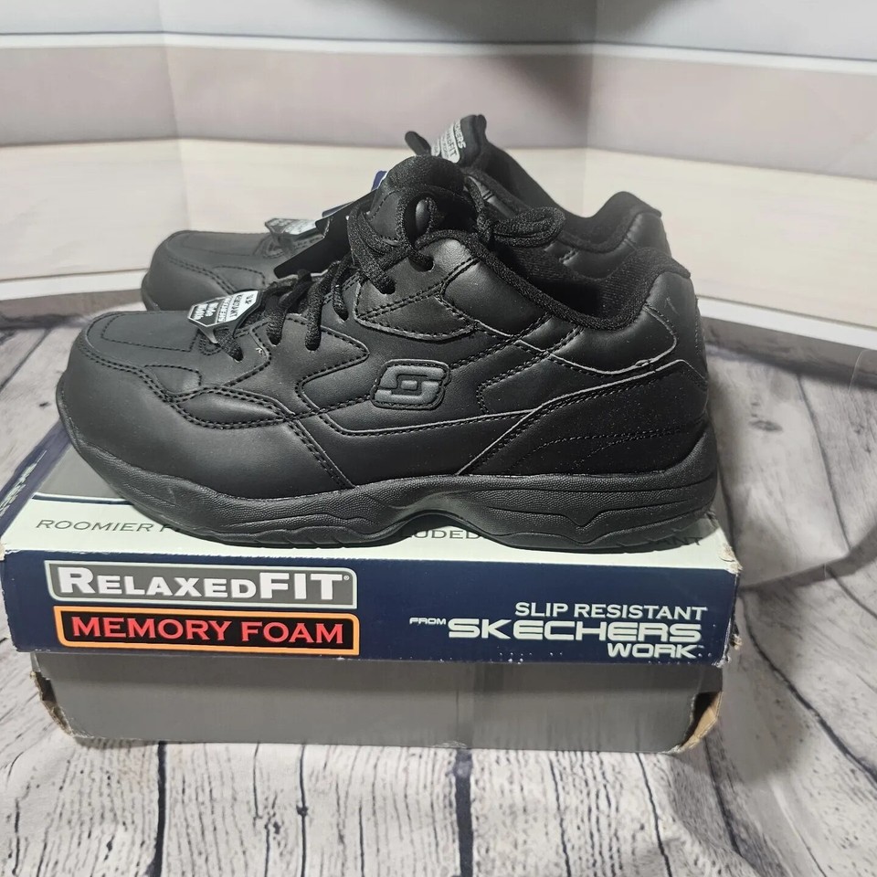 Skechers Felton Leather Slip Resistant RelaxedFit Work Shoe Men's Size