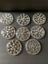 Lot Of 8 Clear Glass Pottery Flower Frogs All are 5" with 16 Holes