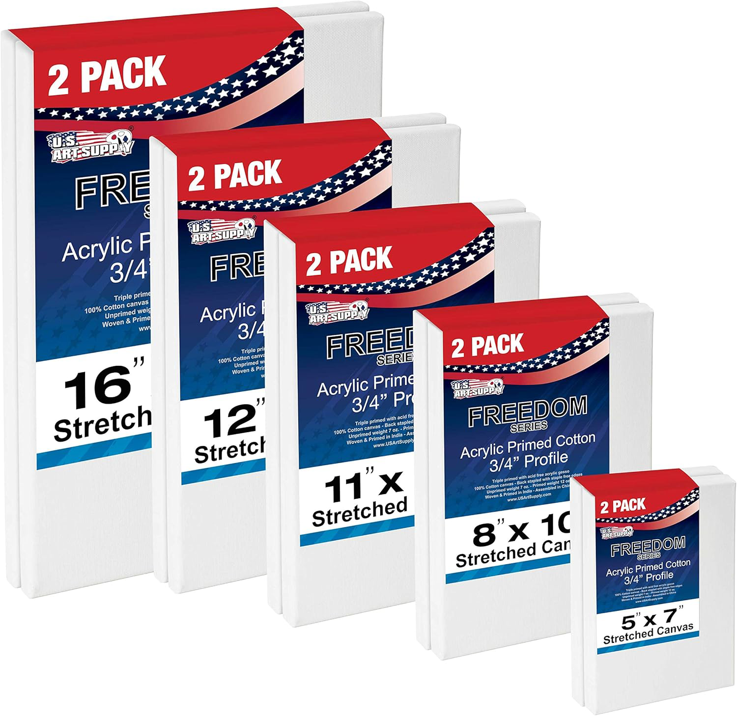 U.S. Art Supply Professional Quality Stretched Canvas, Multipack of 10 Medium 2