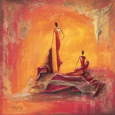 36W"x36H" LA COUTURE by MARSO - BOLD RED YELLOW REST FIGURINES CHOICES of CANVAS