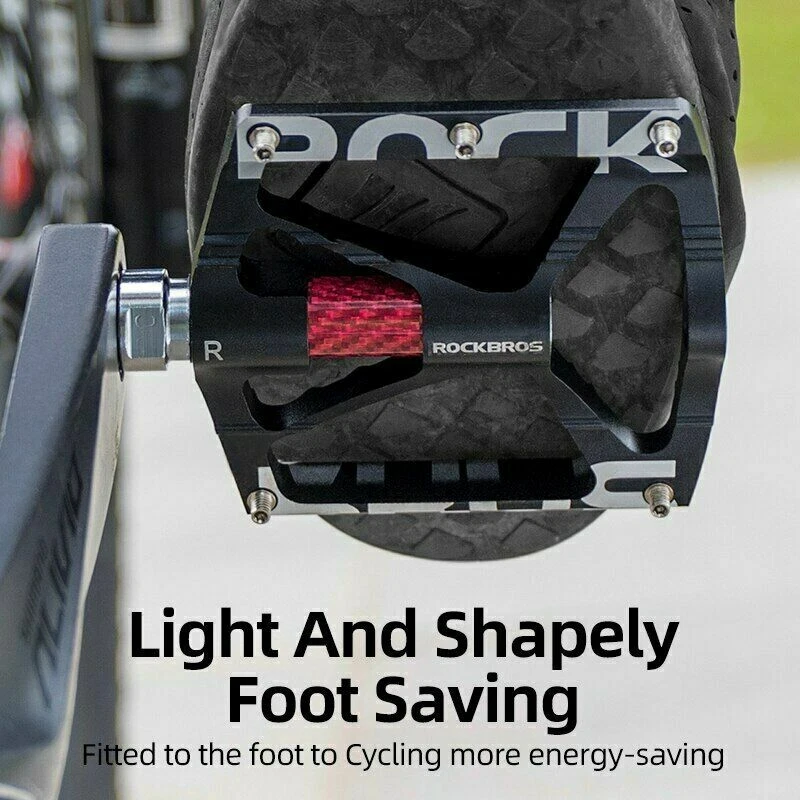 Rodamiento de pedales planos para bicicleta ROCKBROS + DU 9/16" MTB pedales reflectantes para bicicleta de carretera  Foto 3 de 4