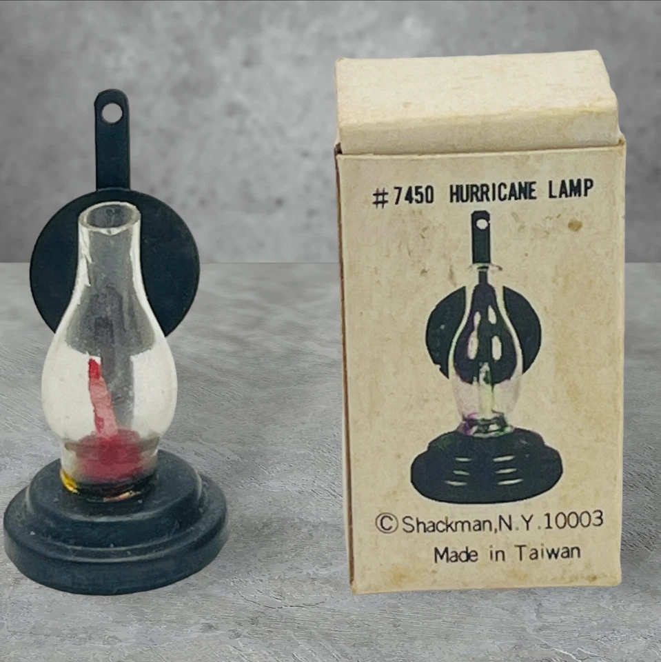 Lámpara Shackman Hurricane vintage miniatura para casa de muñecas #7450 Foto 2 de 4