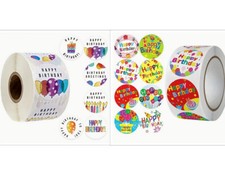 Happy Birthday Sticker groß Geburtstag Aufkleber rund Torte Karte Luftballon DIY
