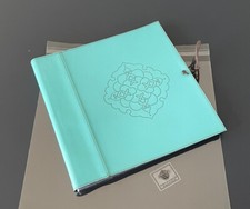 NEW World of Journals Album Black Paper Turquoise Faux Leather Bound w/Design