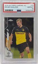 2019-20 Topps Chrome UCL Soccer #74 Erling Haaland RC Rookie PSA 10 GEM MINT