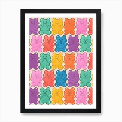 Rainbow Jelly Bears Art Print Framed Wall Art Poster Canvas Print Picture