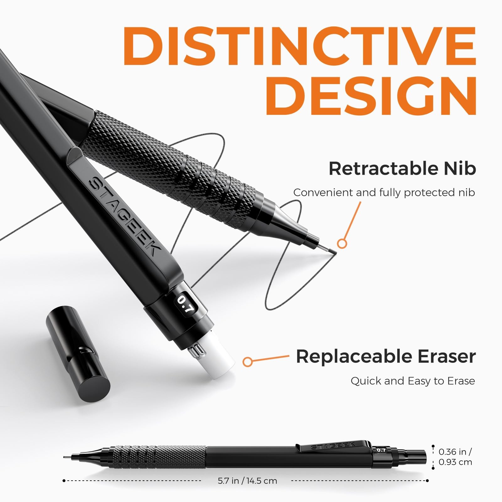 21 PCS Metal Mechanical Pencil Set with 10 Tubes Lead Refills Eraser Case