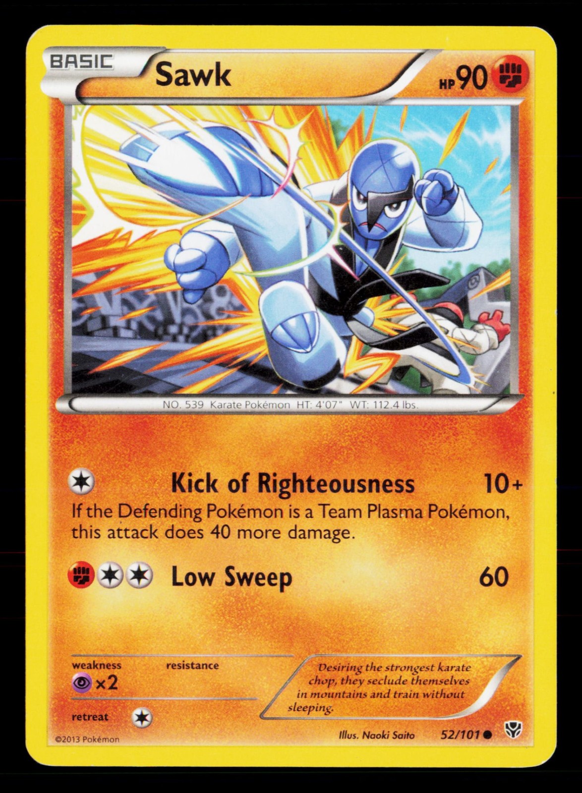 Sawk 52/101 Common Plasma Blast Pokemon Moderately Played