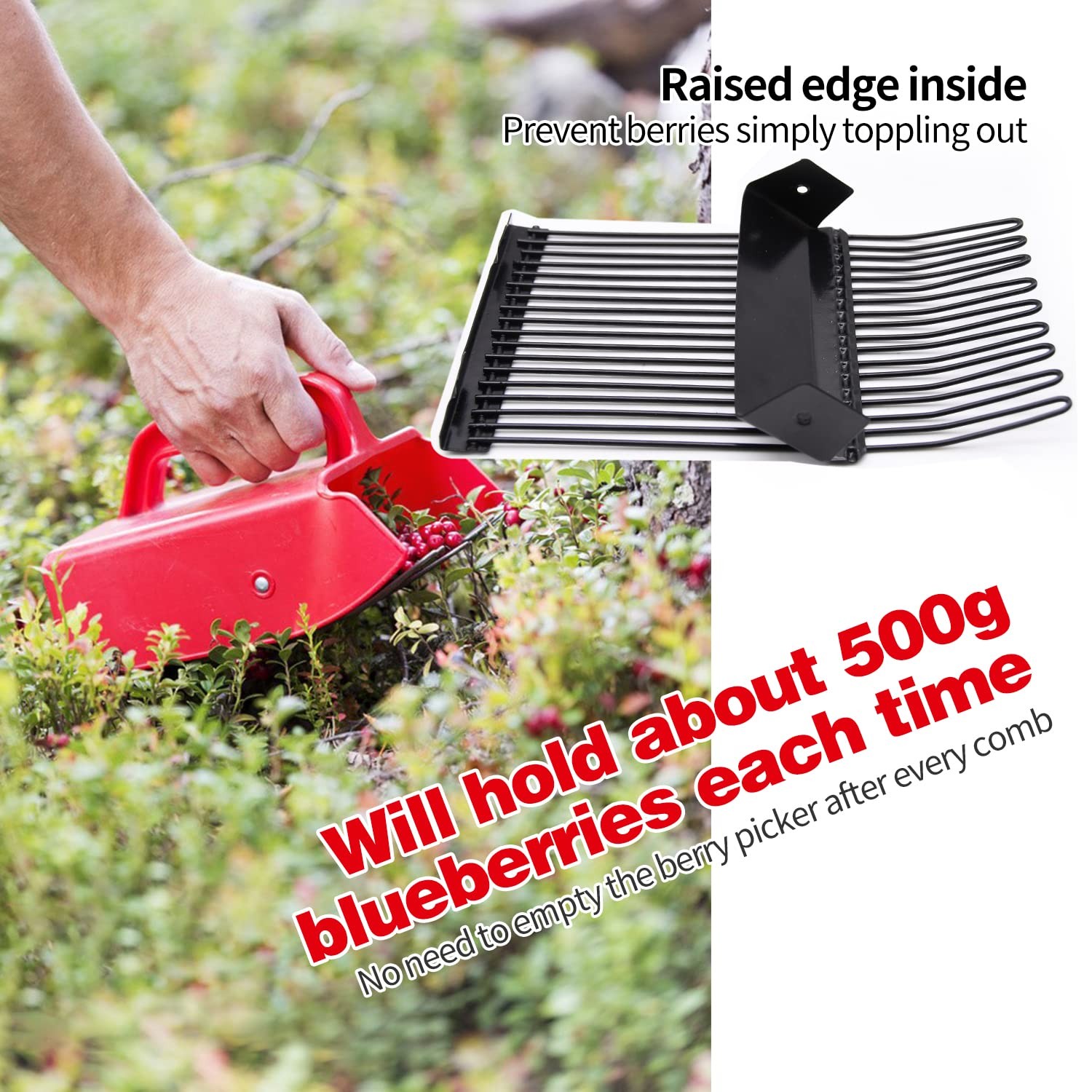 1/2/4 Pack Berry Picker Pickers and Rakes with Metallic Comb and Ergonomic