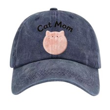 Cat Mom Cute Chubby Cat Dad Hat, Cat Lover Unisex Washed Baseball Cap