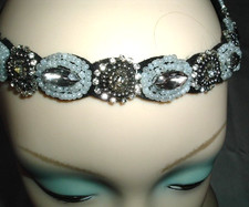WHITE PEARL RHINESTONE STRETCH HEADBAND OR HAT BAND