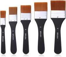 5pcs Wide Flat Paint Brushes Set for Acrylic, Watercolor, Gesso, Canvas Art