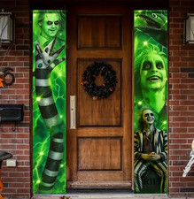 Beetlejuice Sandworm Halloween Party Door Cover 2 Piece Panels 2D Banner 70" NEW