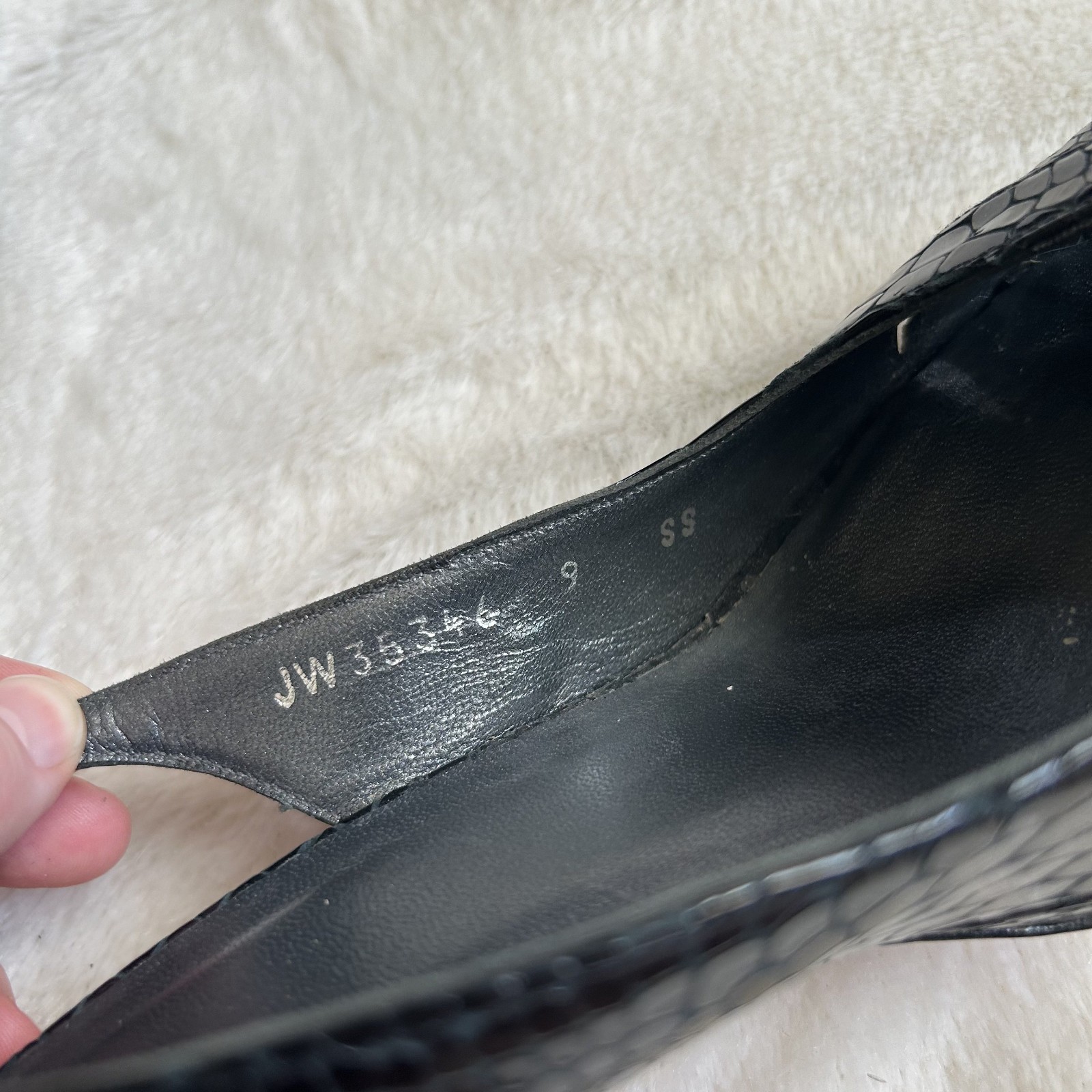 Stuart Weitzman black python embossed leather pee… - image 8