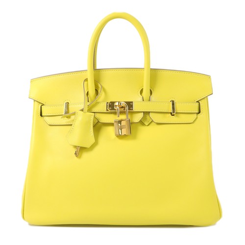 HERMES GHW Birkin 25 Handbag Swift Leather Lime