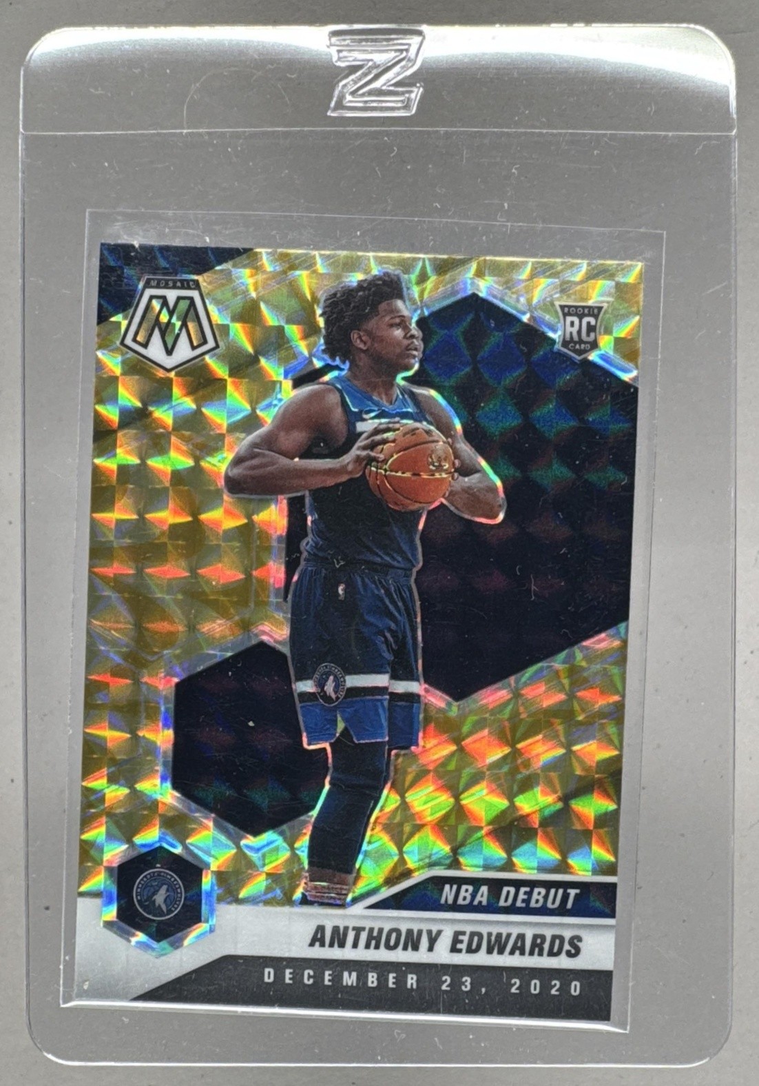 Anthony Edwards 2020 Panini Mosaic #261 Reactive Yellow Rookie NBA Debut RC