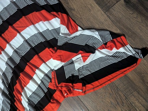 Lane Bryant Black White & Orange Striped Shark Bite Jersey Dress Size 26/28 Plus - Picture 5 of 11