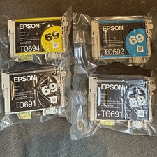 GENUINE Epson 69 T0691 Black Ink Cartridge Stylus NX105 NX110 NX115 NX215 4 Pk
