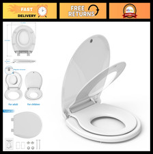 17" White Round Toilet Seat with Built-In Potty Training, Soft Close, Non-Slip D