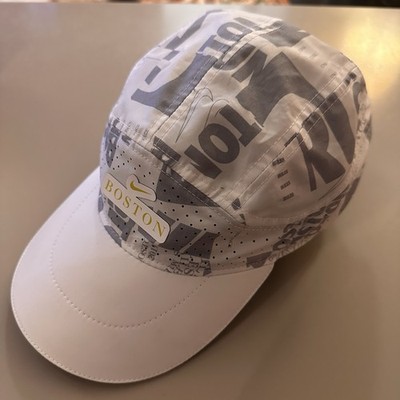 Boston Marathon Nike Tailwind Dri-Fit Hat White Gray Adult Running 2019 Rare