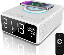 Elegant CD Player, Alarm Clock Radio with Wireless Charging Station, FM Radio N