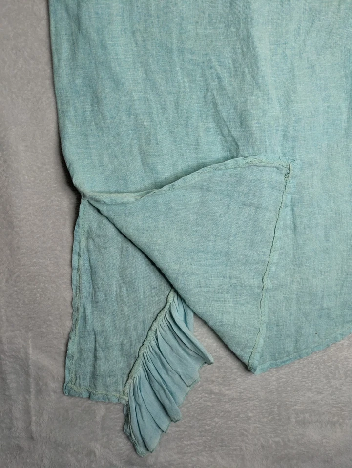 Obsession Hi-Lo Beach Cover Up – Women’s One Size – Pale Green Italian Linen - Image 4 of 4