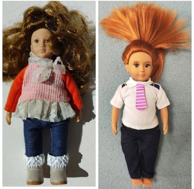 2x Lori Battat Dolls Joanna Pilot & brown Hair & Eyes jeans boots top Mini 6''