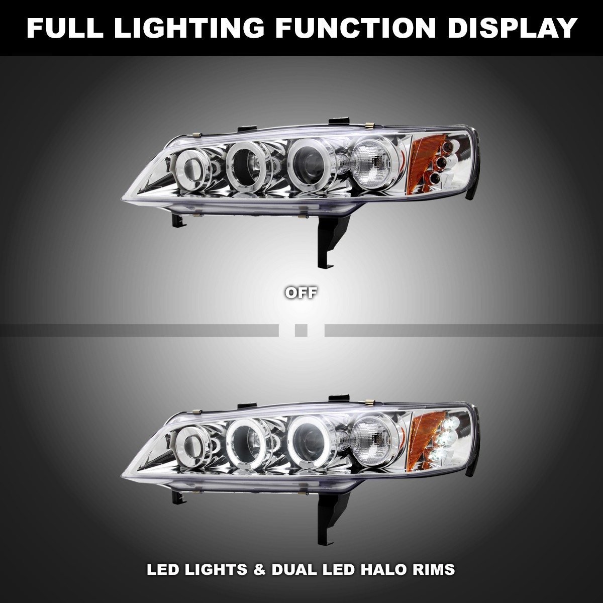 Fits 1994-1997 Honda Accord LED Halo Projector Headlights Lamps