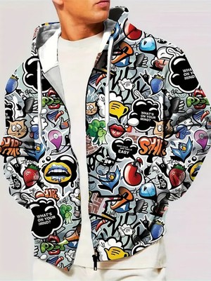 Loud Thoughts and Crazy Doodles Overload Street Art Hoodie Zip