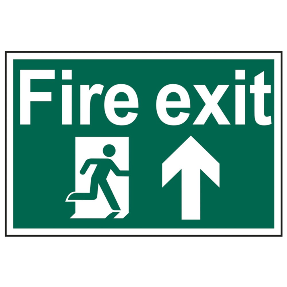 Scan Fire Exit Running Man Arrow Up - PVC 300 x 200mm