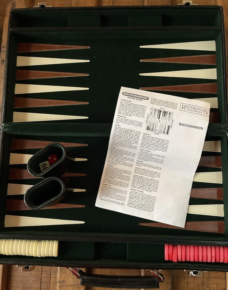Restoration Hardware's Tournament Backgammon Set Box Rare Discontinued - Image 3 of 4