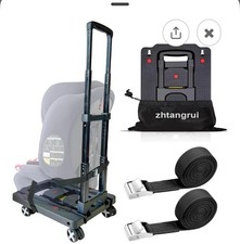 Car Seat Travel Cart for Airport Foldable Car Seat Carrier Dolly with Blue St...