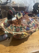 Fitz & Floyd Autumn thanksgiving Turkey Tureen w/ Lid  Thanksgiving Bowl 14”