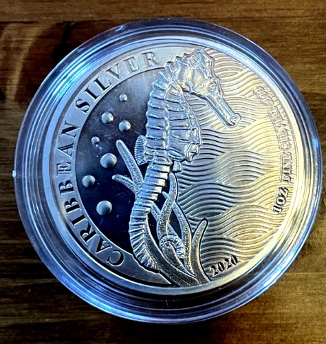2020 Barbados-Seahorse-1 oz 0.999 silver-BU/capsule