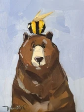 Jose Trujillo Art PRINT 16x20 Impressionism Artist Painting Grizzly Bear Bee