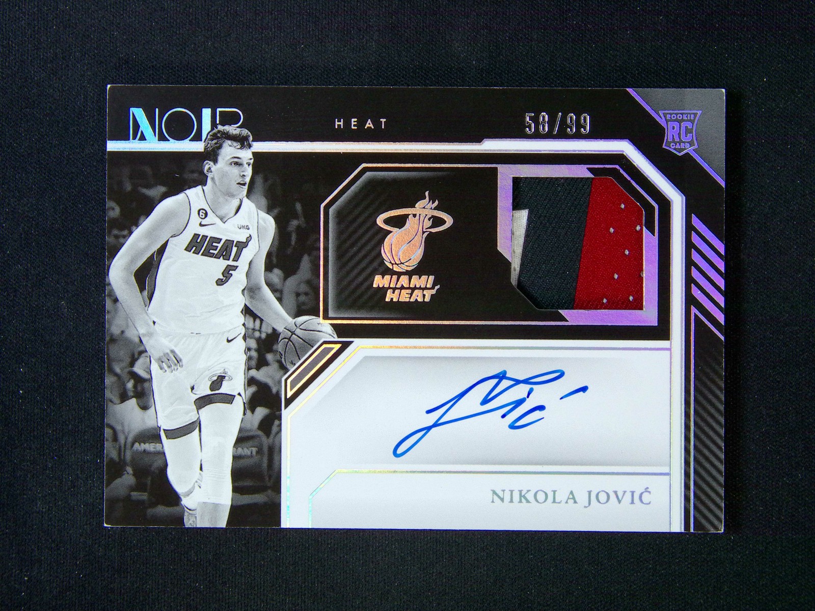 2022-23 Panini Noir Nikola Jovic #308 RC Rookie Jersey Patch Auto /99