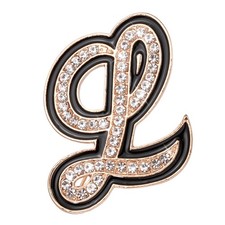 Rhinestone Letter Brooch Pins Initial Letter L Broaches Lapel Pin Gold Tone